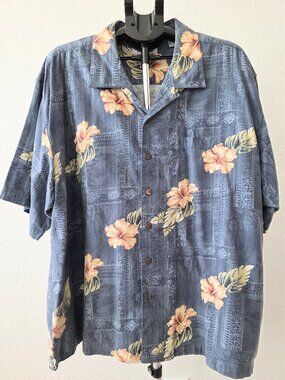 BOCA CLASSICS MEN XXL GRAY TROPICAL PRINT SHORT SLEEVE SHIRT